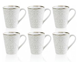 Cosy & Trendy Koffiemokken Murano - Set van 6 - Coffee Mug - Aardewerk Beige - Vaatwasserbestendig 340 ml