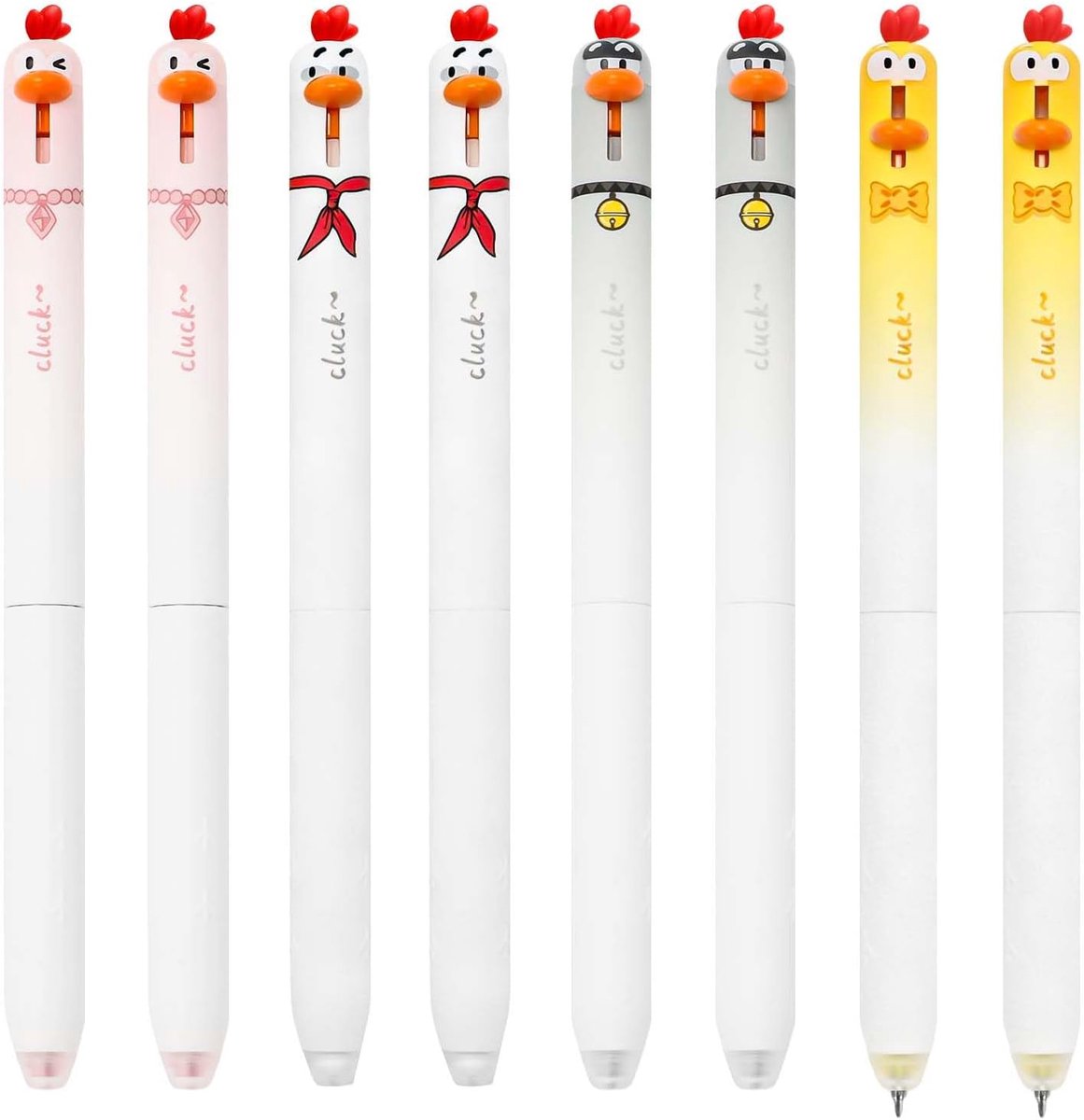 8 stuks Pasen Edition 2026 - 0 - 5 mm uitwisbare balpen met blauwe inkt - schattig kippendierdesign - schrijfpennen voor kinderen - school - kantoorbenodigdheden - grappig paascadeau voor jongens en meisjes