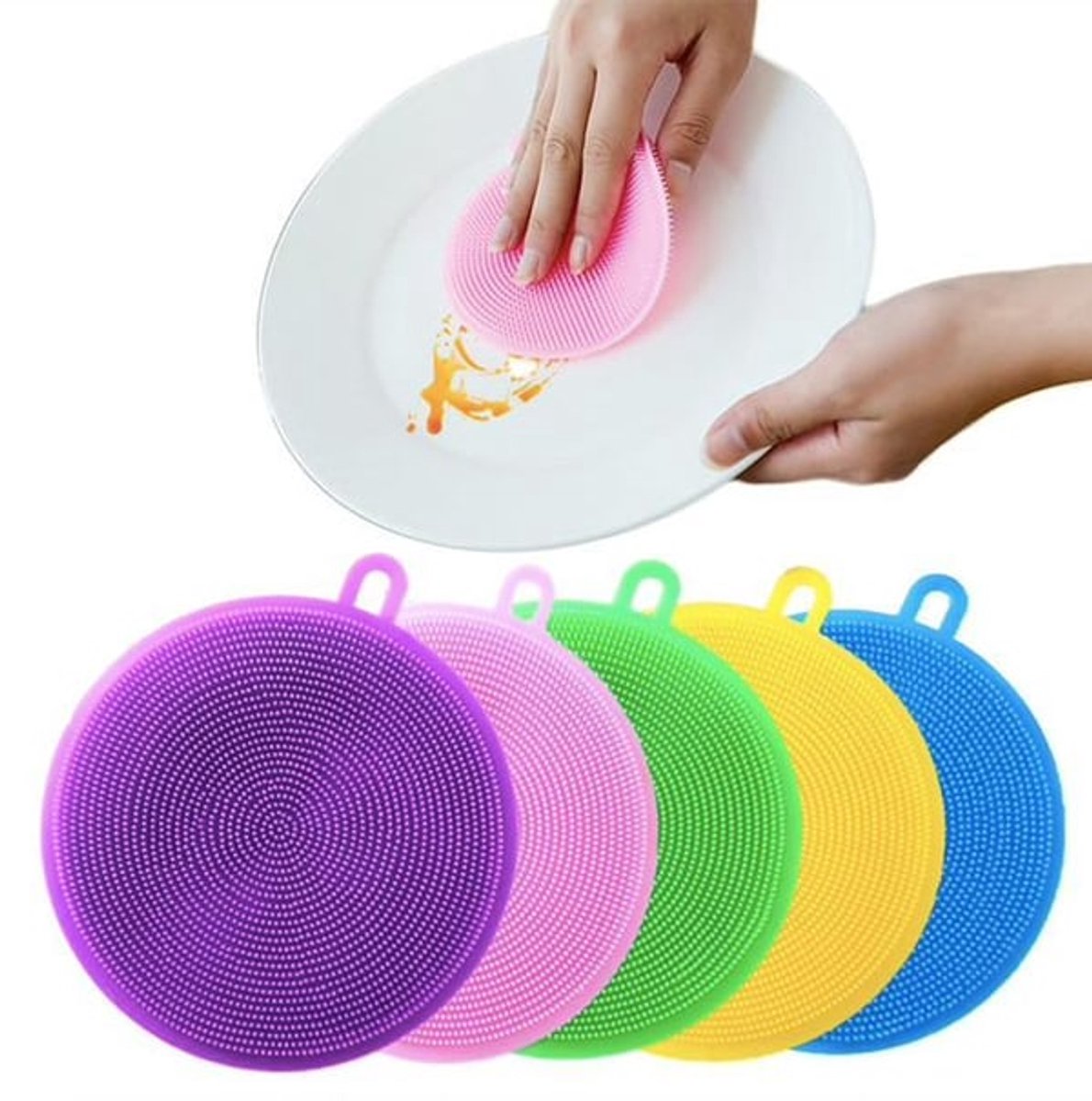 Claoner Siliconen afwasspons - 5 stuks - Afwasborstel - Keukenborstel - 10cm - Herbruikbaar