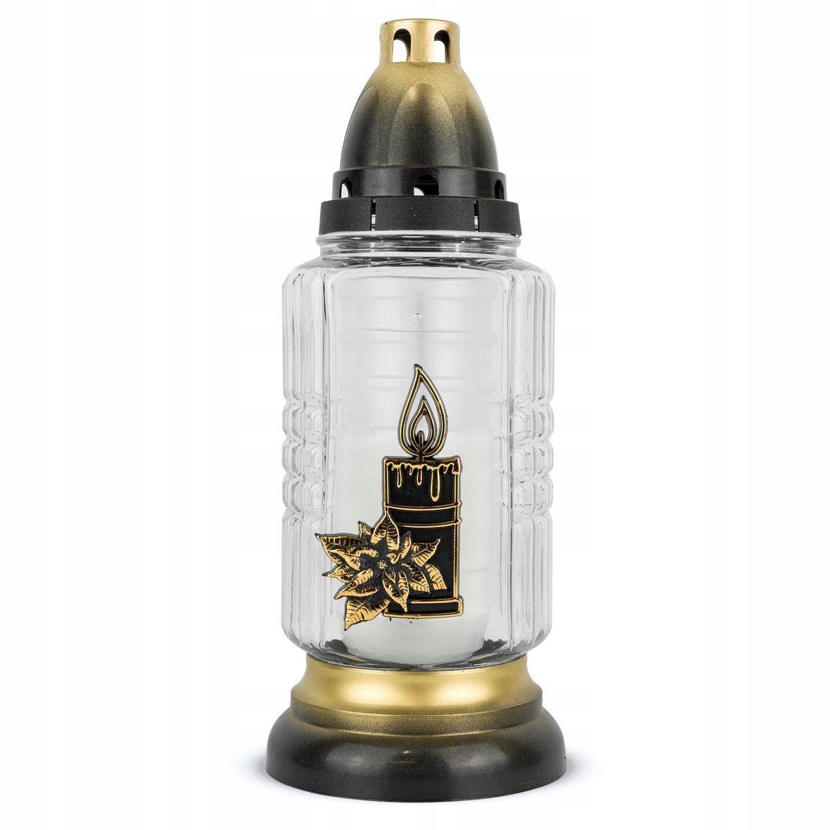 Gouden Kerstkaars 28 cm met Brandstof - Decoratieve Znicz