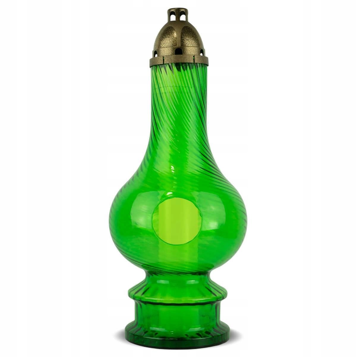 Grote Groene Glazen Znicz 55 cm met Verwisselbare Inzet