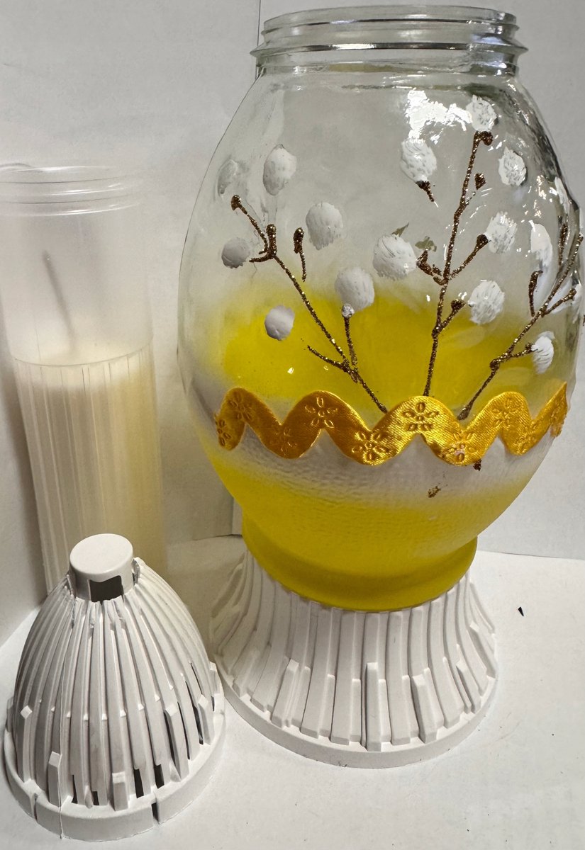 Glazen Paaslichtje met Katjes, ca. 29 cm, glitter