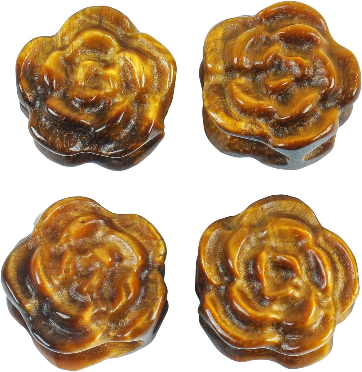Kralen, handgesneden losse kralen voor sieraden maken DIY Pack van 4, roze tijgeroog