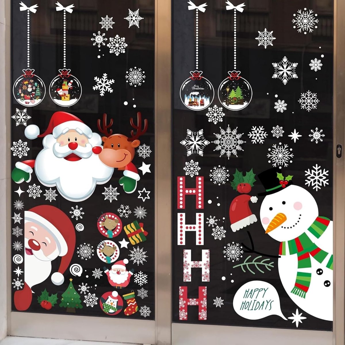 9 vellen raamdecoratie Kerstmis, stickers voor Kerstmis, zelfklevende pvc-raamstickers, dubbelzijdige stereo, statisch, voor glas, ramen, winkel, school, decoratie