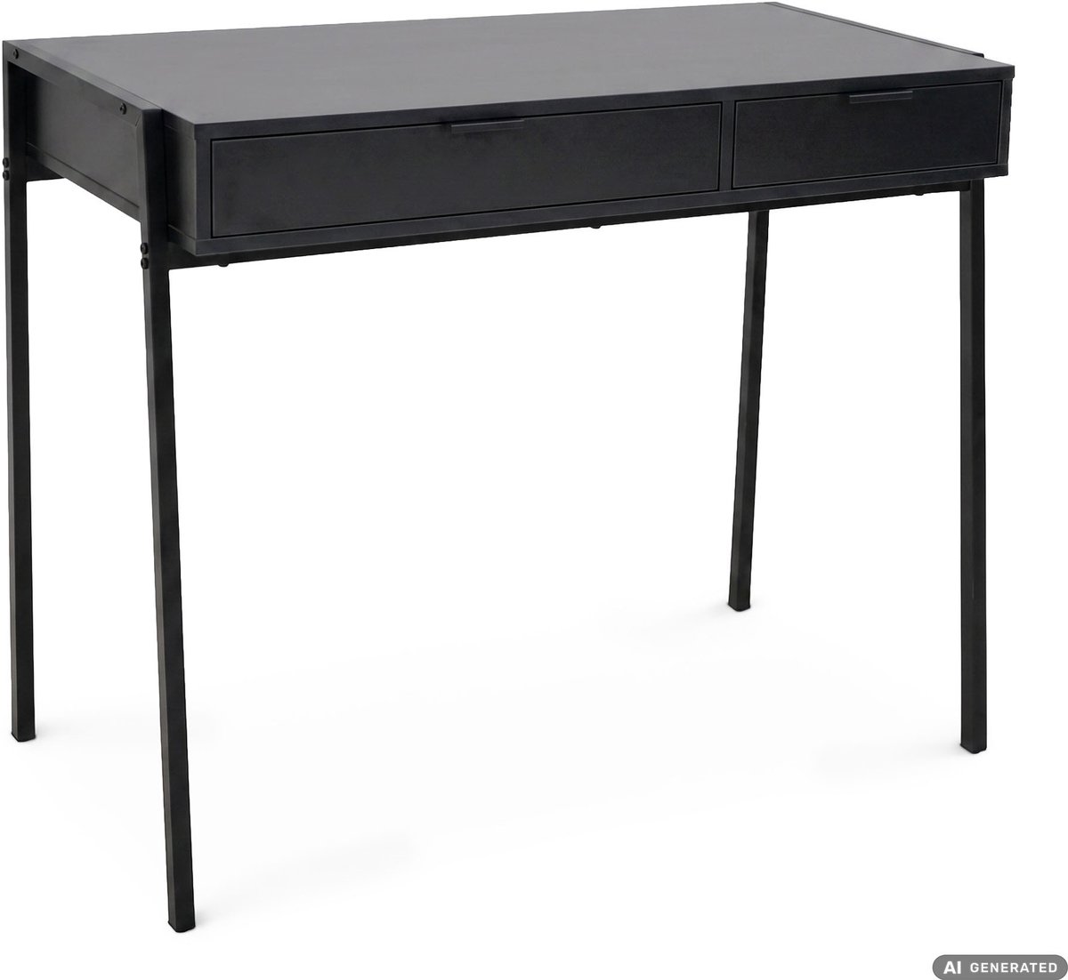 Computertafel Bureau ZENTIA / Industrieel / Zwart / 100 cm / 2 Lades / Zwarte Poten
