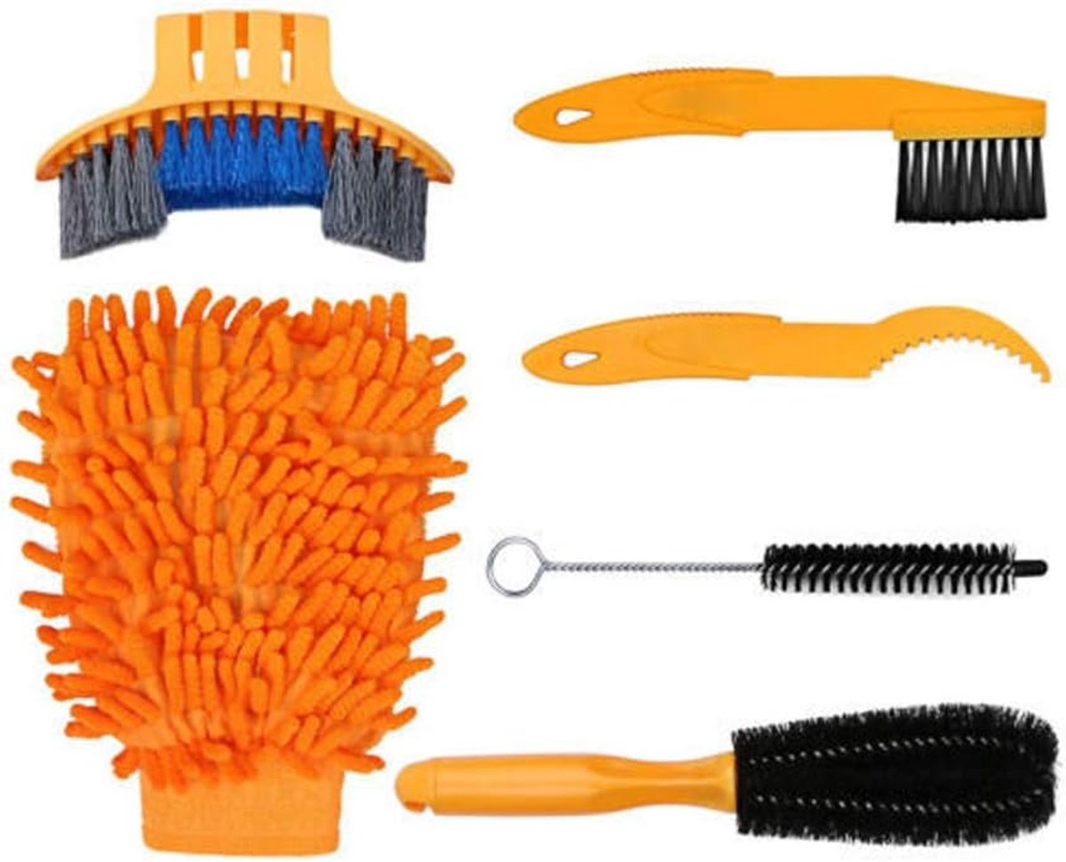 Reiniging Kits, 6 Stks Fiets Schone Borstel Kettingreiniger Bandenborstels met Fiets Reinigingshandschoenen