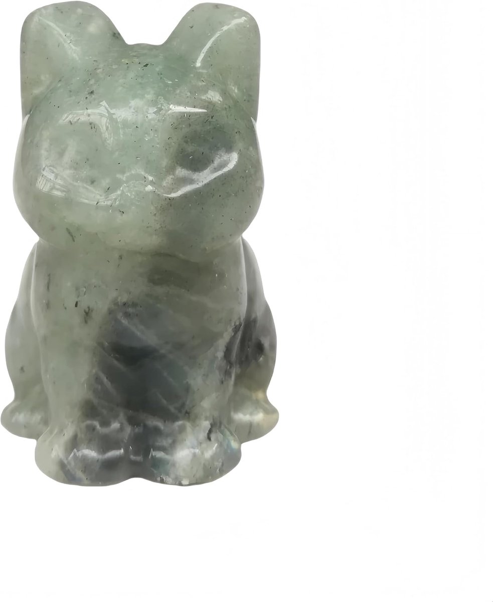 Grijze maansteen, gelukkige kat, kristallen en helende stenen, verzamelbaar, 3,8 cm, handgesneden edelsteen, dierensculptuur, huisdecoratie voor kattenliefhebbers