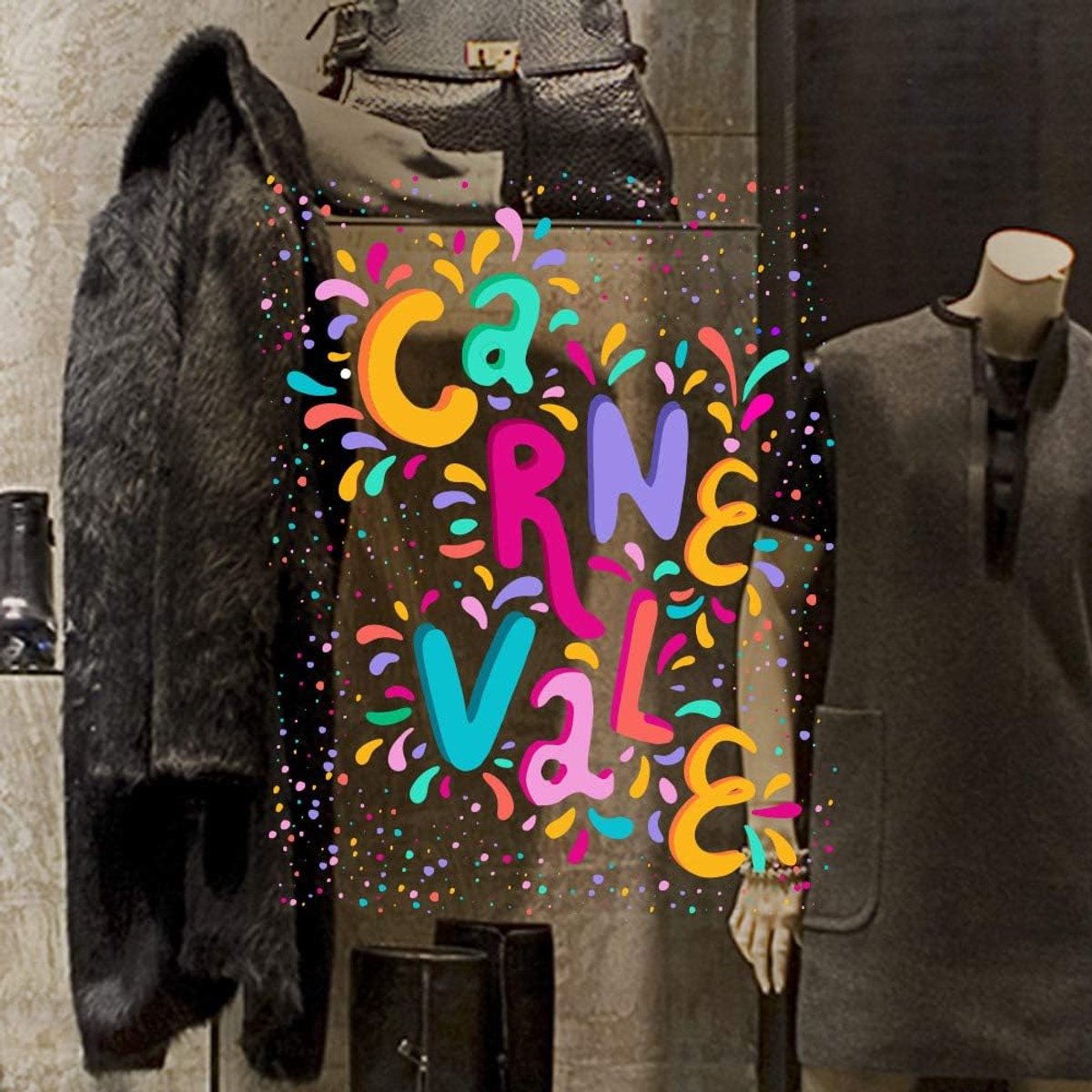 Kina UVC0005 raamafbeelding voor carnaval op transparant PVC - afmetingen 40 x 50 cm - decoratie voor etalage