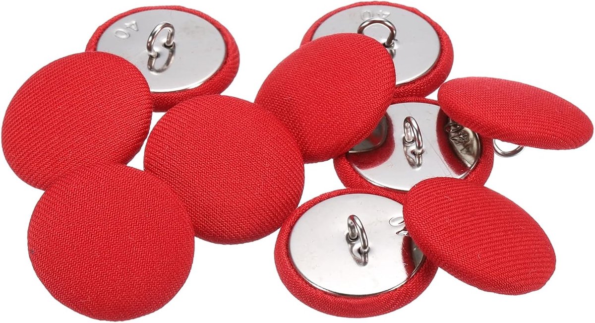 Knopen met stoffen bekleding 25 mm 1 inch rond met schacht van gesatineerd metaal voor naaien en knutselen voor bruidsjurken, bruiloften, overhemden, truien, rood