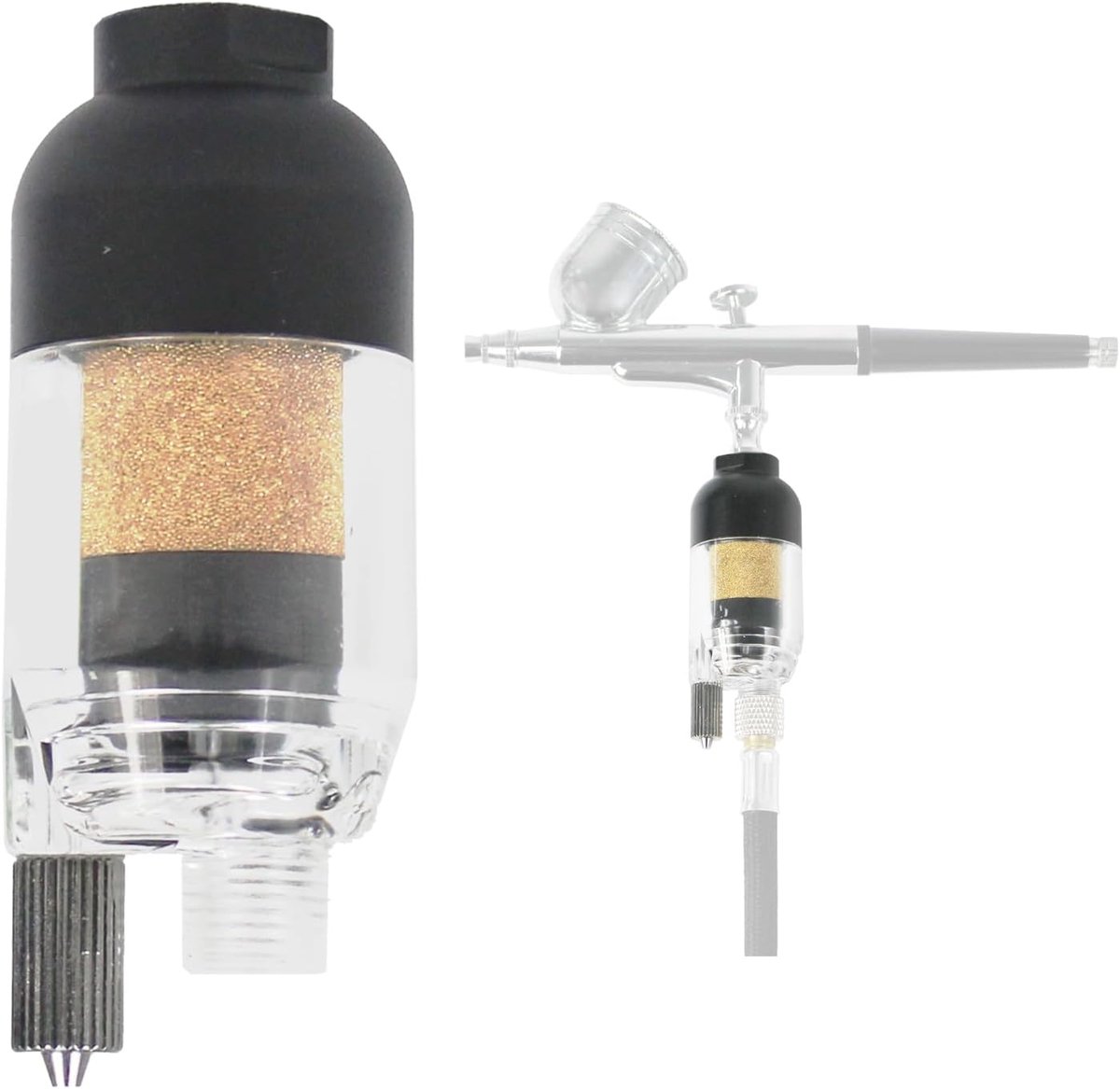 Airbrush-filter in-line mini-luchtfilter, waterafscheider, waterval, filter, olieafscheider, kit, verbindt zich op airbrushes en slangen met 1/8 inch schroefdraad voor luchtcompressor G1/8