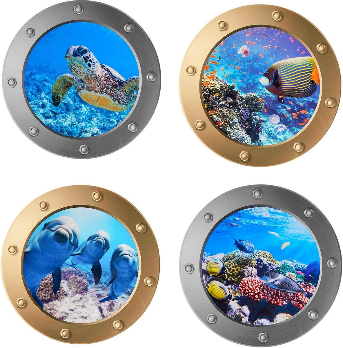 Muurstickers 3D zee, dieren, muurstickers voor badkamerdecoratie, 3D-muurstickers voor slaapkamer, oceaanblauw