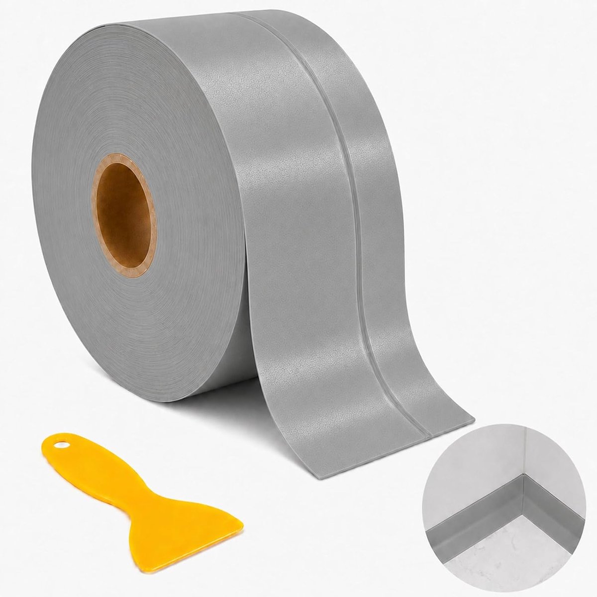 Plint, zelfklevend, 50 mm x 20 mm, pvc-plint, flexibele afsluitlijst, plint zelfklevend voor keuken, badkamer, muur en vloerdecoratie (12 m x 70 mm, grijs)