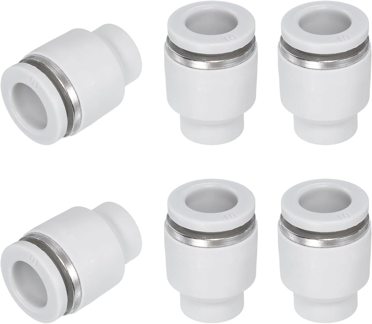 6 stuks slang snelmontagedop, 10 mm (2/5 inch) buis OD kunststof buis pneumatische dop druk om snel dop plug fitting accessoires voor pneumatisch systeem pijpleiding verbinding, wit