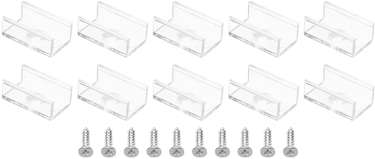 Bevestigingsclips voor led-lichtstrip, 40 stuks, kunststof bevestigingsbeugels met schroeven voor kabel, neonband, RGB, van 11,9 mm tot 12,4 mm, transparant