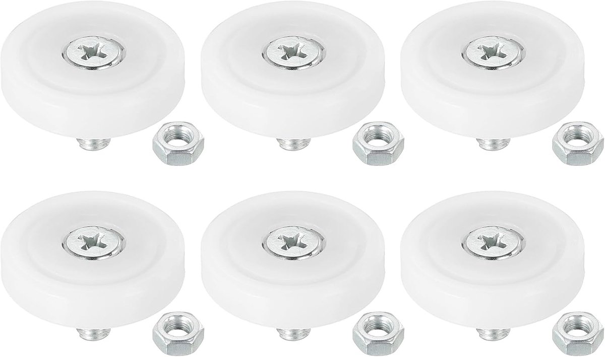 29mm Laderollen, 6-pack Kunststof Ladekatrol Vervangende Wielen Lager Kleine Katrol met Moeren
