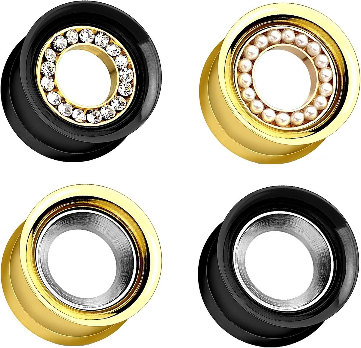 Zilveren ring oorpiercing oorsieraad chirurgisch staal plug schroefsluiting goud zilver 14 mm