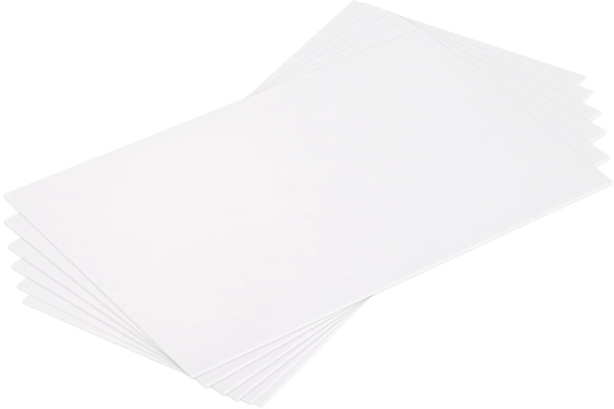 6 stuks ABS kunststofplaat, ABS plaat 18x10cm 1mm dik voor knutselen, modelbouw, auto reparatie, wit