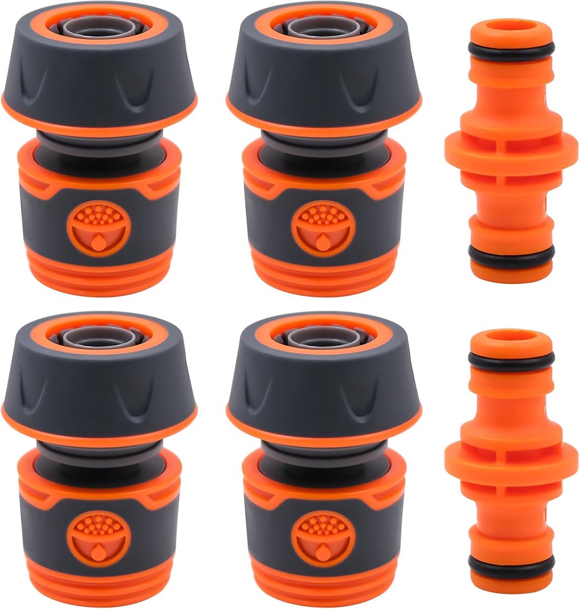 4 stuks 3/4 inch slangverbinders met 2 stuks dubbele koppeling, tuinslangkoppelingsset, slangaansluiting voor kraan, irrigatiesysteem voor tuin, gazon, landbouw