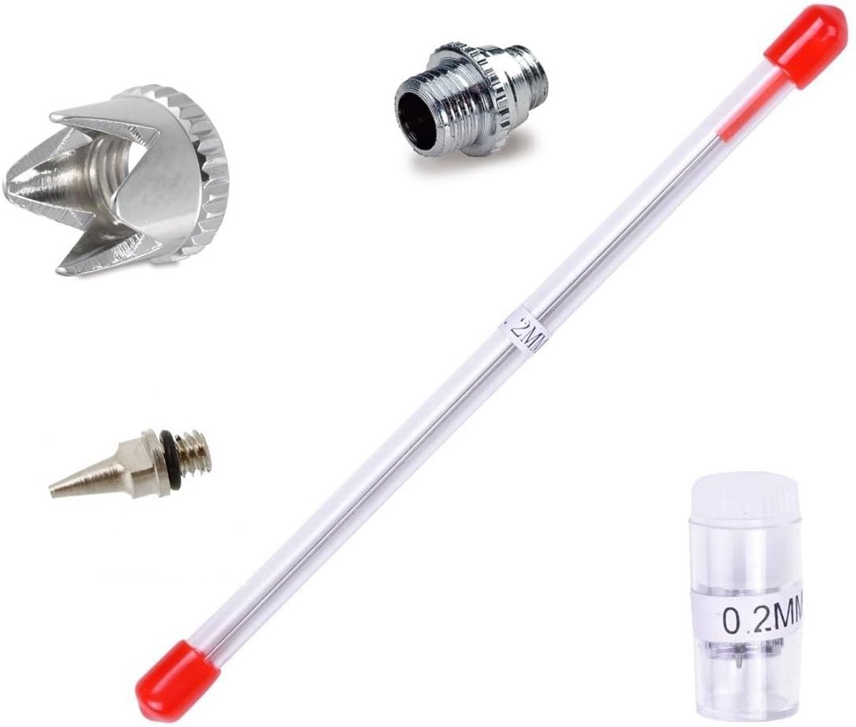 AB-180 - Airbrush-set, 0,2 mm, met mondstuk, naald, spuitdop en naalddop