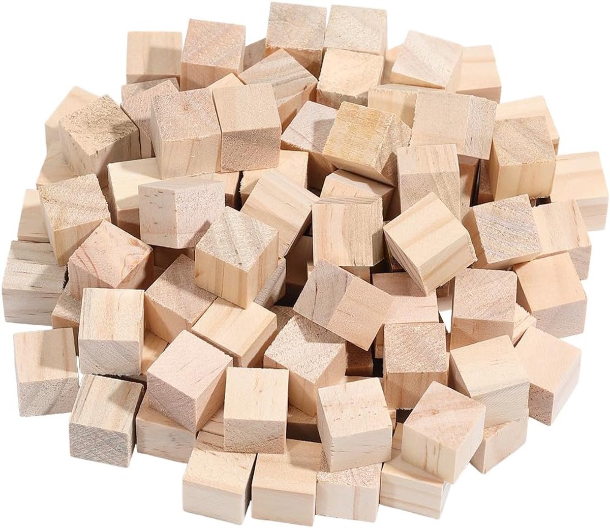 Onafgewerkte houten kubussen, vierkante houten kubussen van grenenhout, 15 x 15 x 15 mm, kleine lege houten blokken voor doe-het-zelf werk, dobbelstenen, STEM, schilderen