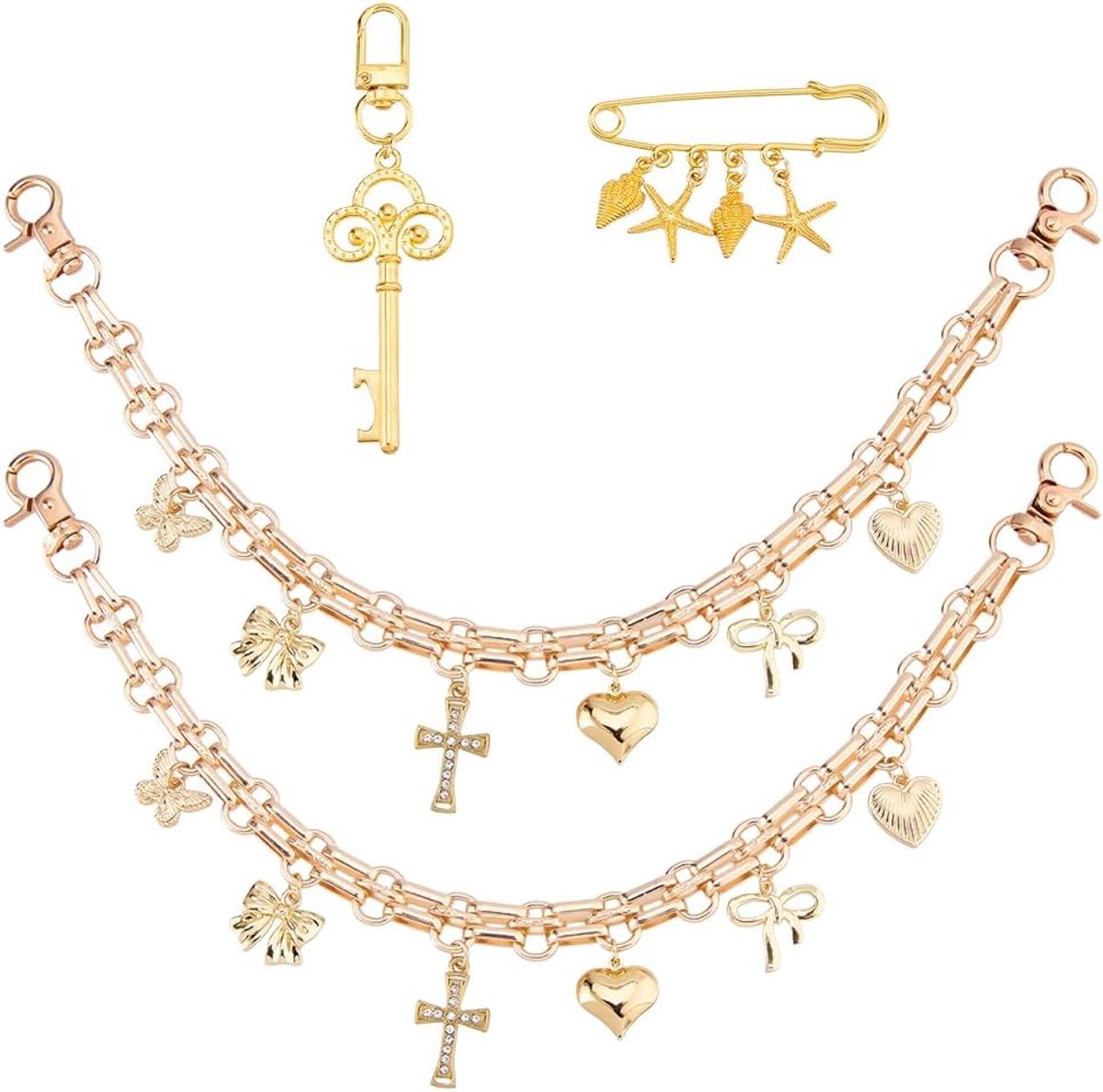 Parels Tashanger Set Parels Ketting Legering Handtas Charm Decoratieve Accessoire Lichtgewicht Kreeft Sluiting Meerdere Kleuren, Meerkleurig, 31.5