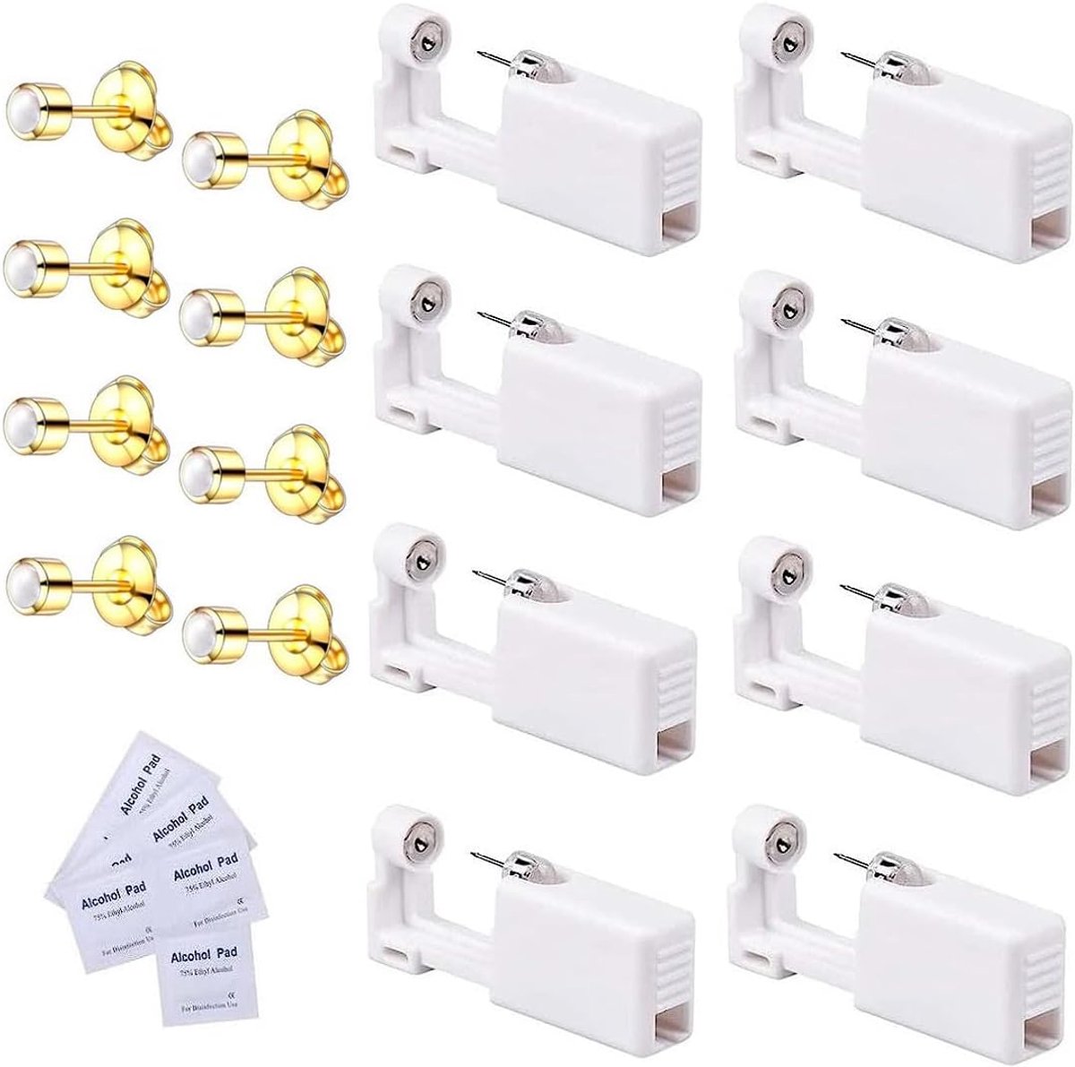 8 stuks oorgaatpistool, wegwerp steriele veiligheid oorneuspiercing pistolen kit, met oorstekers, asepsis piercingkit piercingaccessoires