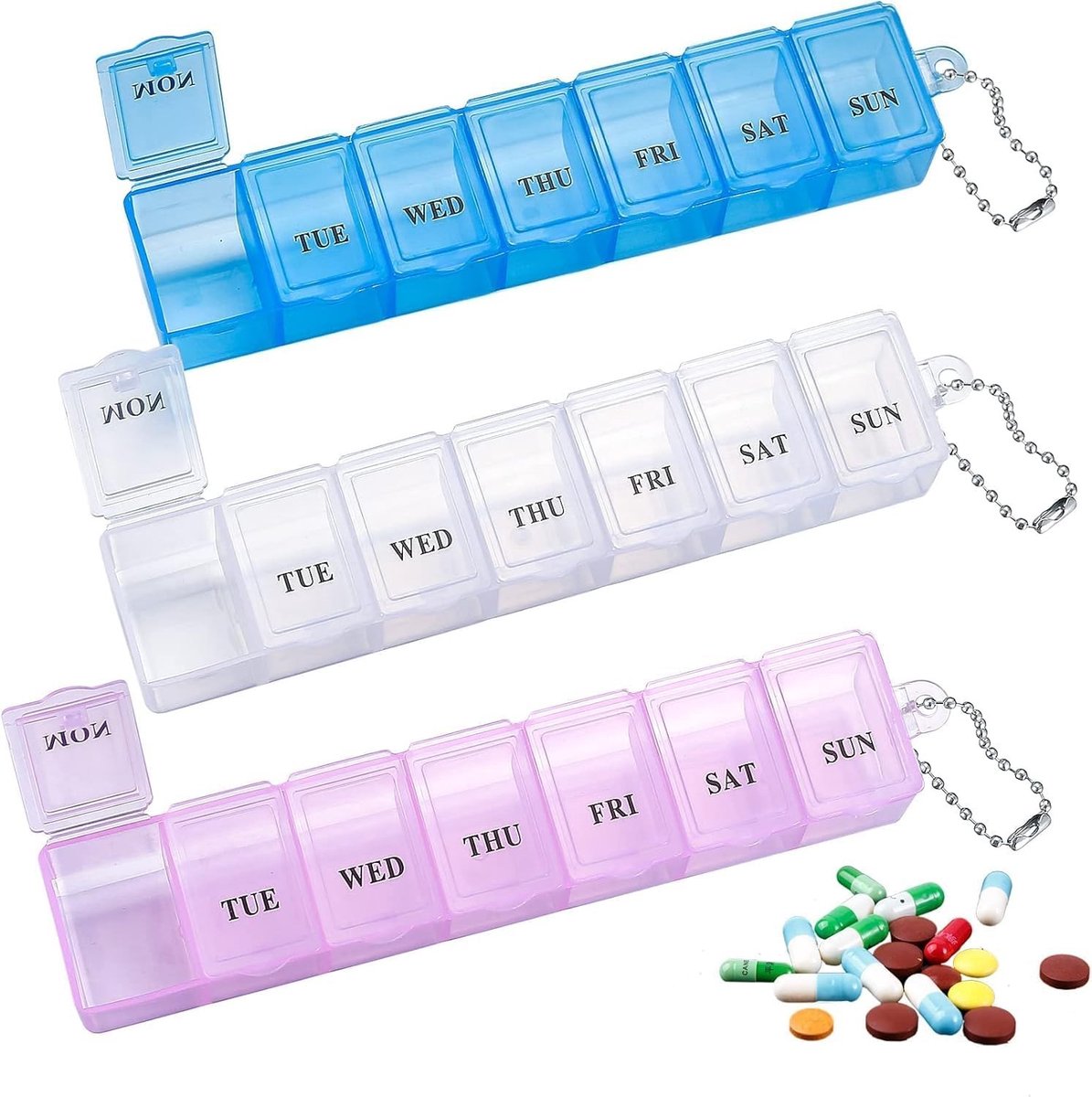 Weekdoos voor Medicijnen, 7 Dagen Pillen Organizer, BPA-vrije Portable Tablet Box voor Vitaminen en Supplementen, Ideaal voor Thuis en Reizen