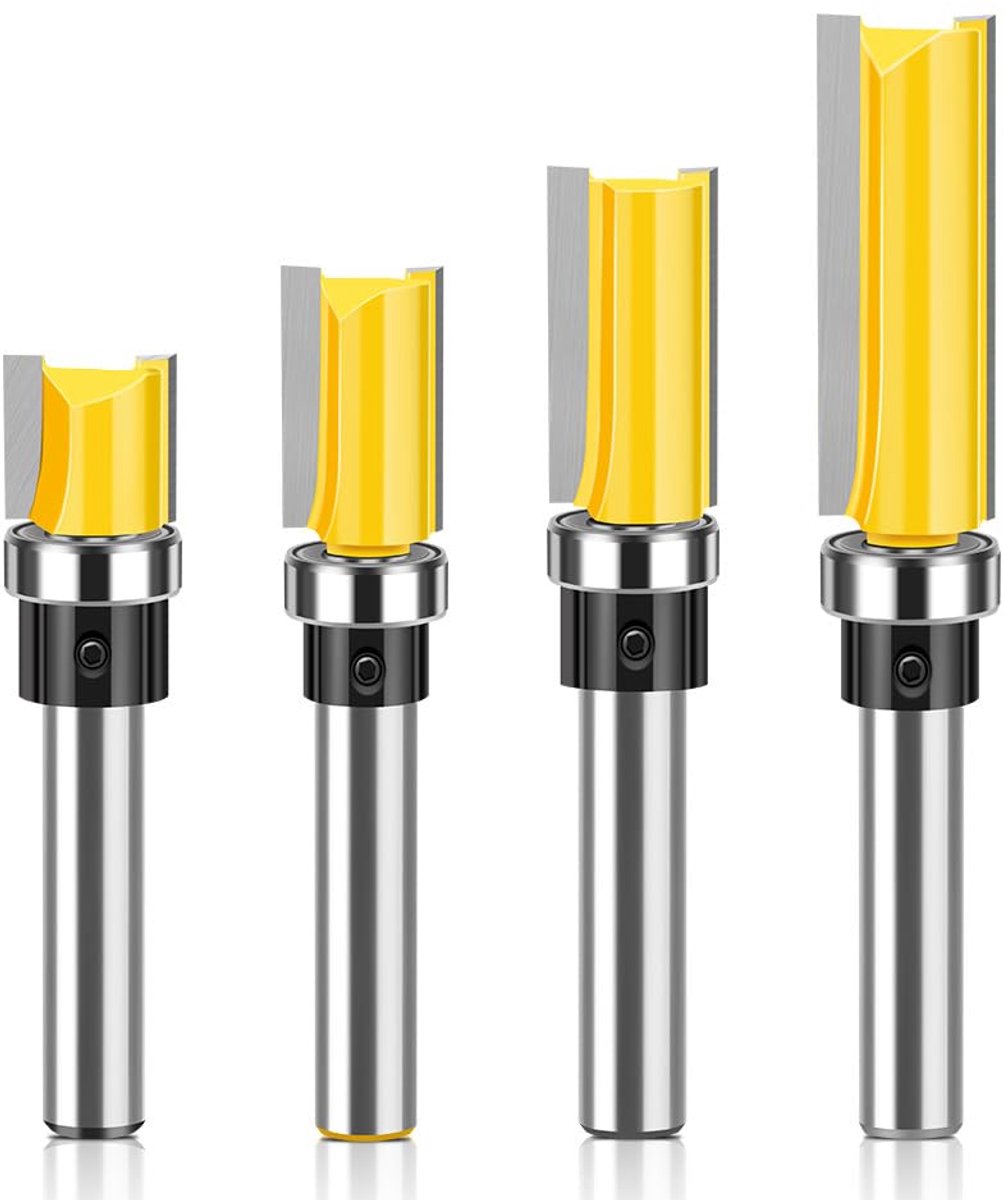 kantenfrees 8mm schacht - 4 stuks - met kogellagers - 12 - 7mm snijdiameter