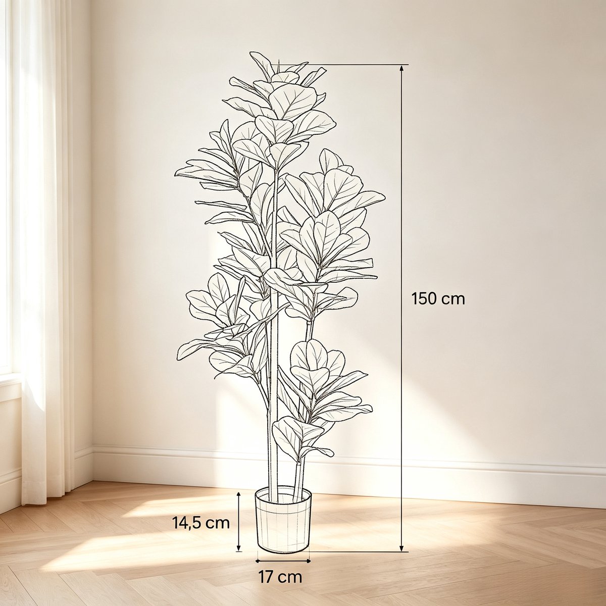 COVREO Kunstplant Geigenfeige 150 cm groen kunststof, 2 stuks voor binnen