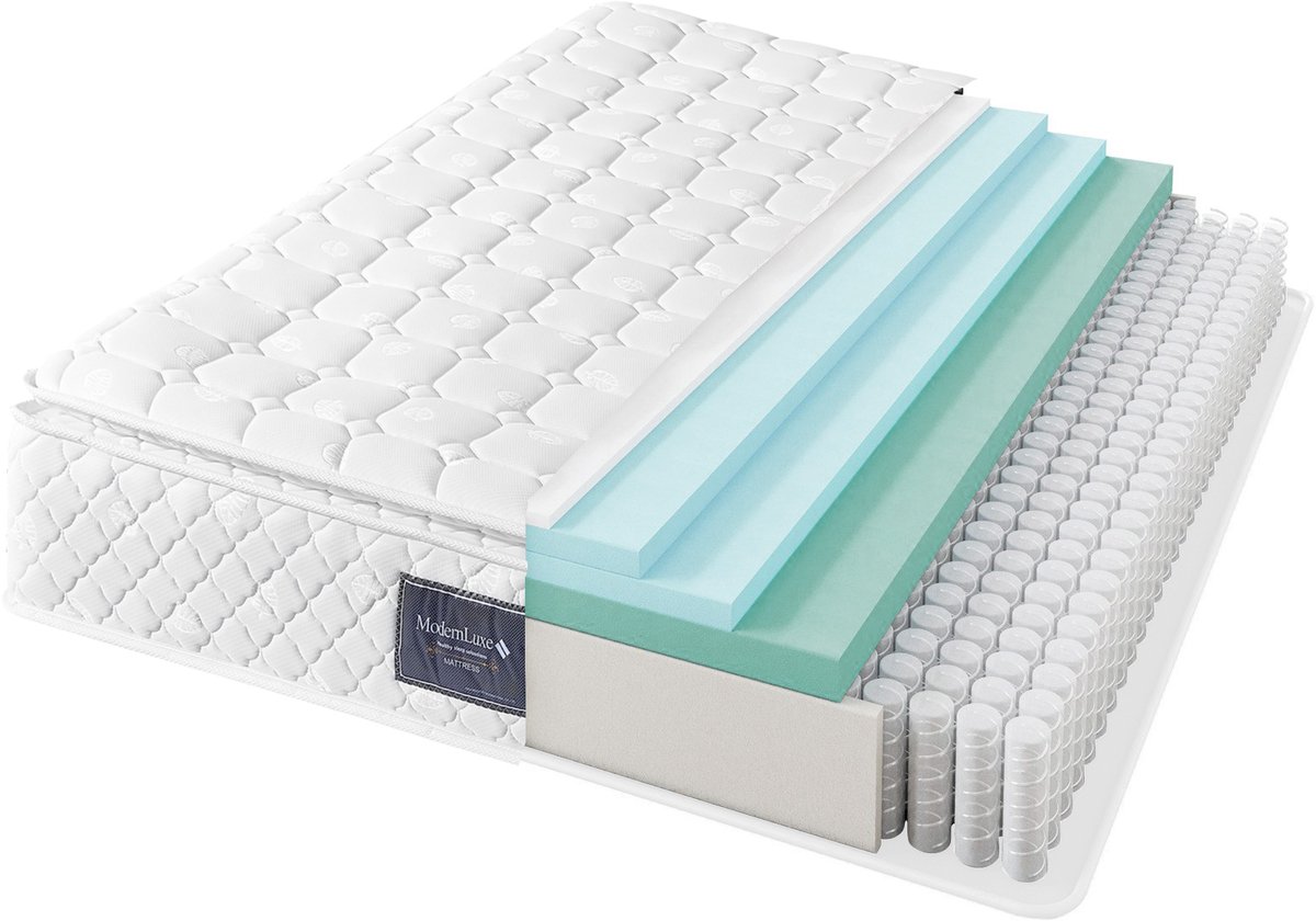 Ropilly Pocketveringmatras - Koudschuim Matras - 7 Zones - H3 Hardheid - 160x200 - Wit