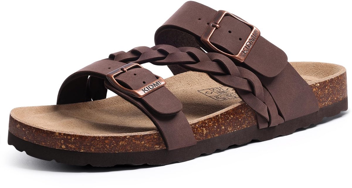 Homaxy - Unisex sandalens –PVC bovenkant schoenen – Dames Slippers – Houten sandalens - Comfort slippers – Bruin - 43- Geschikt voor een voetlengte van 27,2 cm
