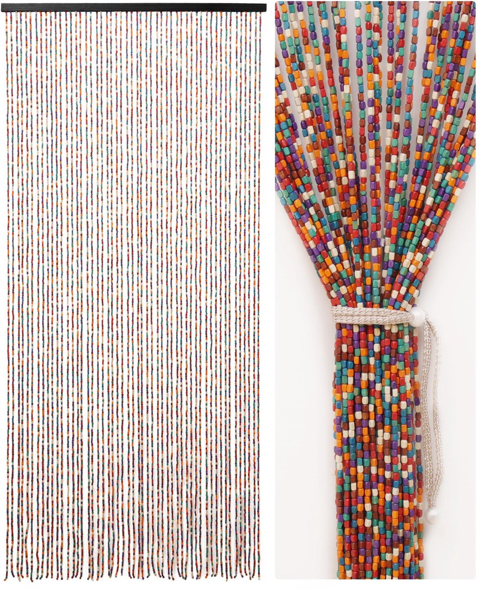 Elzusha - Bamboe Kralengordijn 90x200 cm – 52 Strengen Kleurrijk Boheemse Stijl