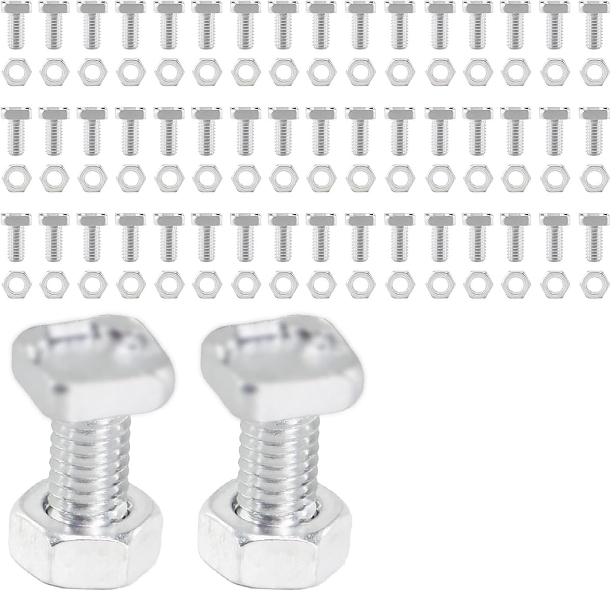 Sets aluminium broeikasmoeren en -bouten, stevige zeskantmoeren en vierkante kopbouten voor het installeren van bevestiging van gebouwen repareren van kasaccessoires