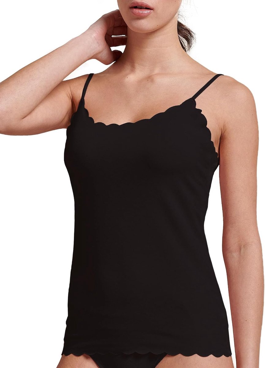 Tanktop voor dames, smalle schouder, levendige snit, onzichtbaar, elastisch katoen, onderhemd, onderjas, lasergesneden randen, naadloos, art. 3122