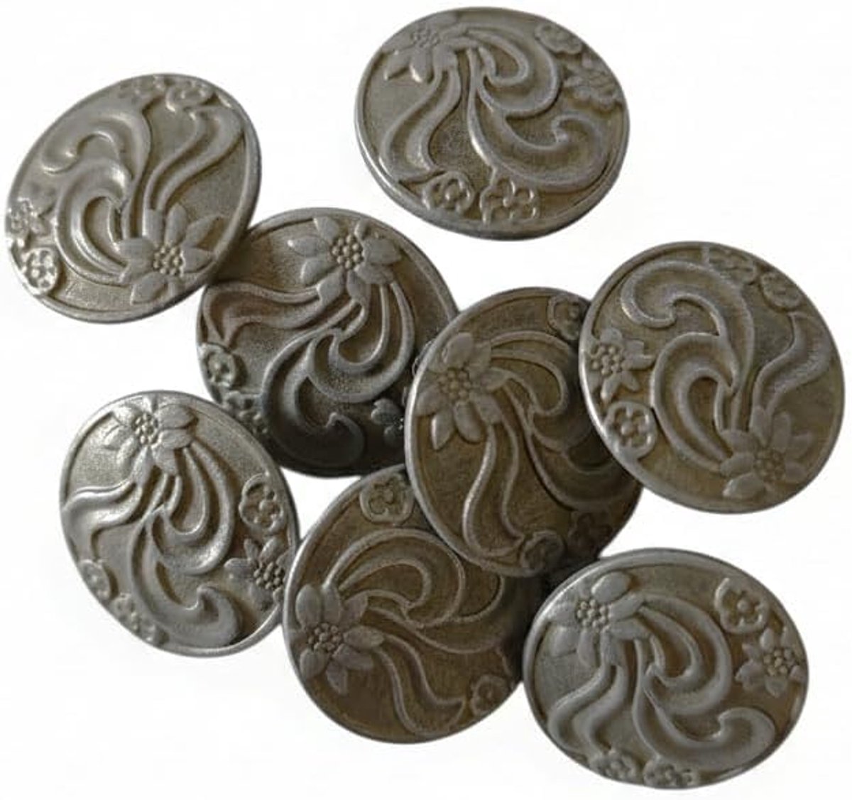 10 Stuk metalen knoppen oogknop antiek zilver Keltic -patroon, Ø ca. 20 mm, gatgrootte 2,4 mm