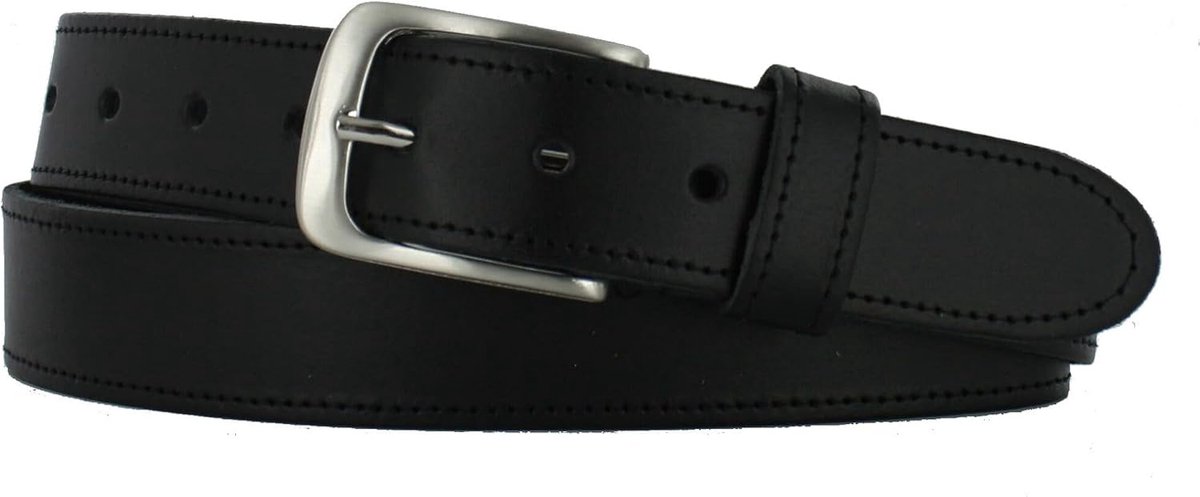 Mannen Riem 3,5cm | Rondgestikt | Kleur: Cognac | Riemmaat: 115 (totale lengte: 130cm) | 100% Echt Leer | Nikkelvrije gesp