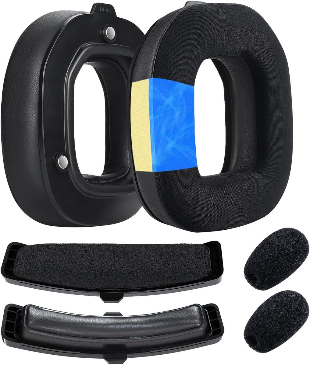 Oorkussens, Hoofdband en Microfoon Schuim voor Logitech G Astro A50 Gen 4 Hoofdtelefoon van MMOBIEL - Cooling Gel Oorkussens – Proteïne PU en Velours Hoofdband – Zwart