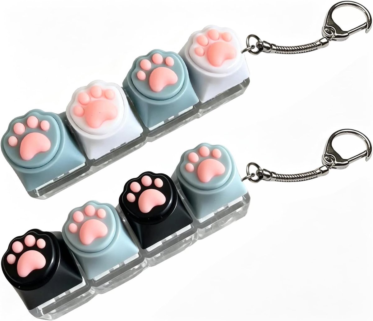 2 stuks sleutelhangers in de vorm van een kattenpoot, katten-sleutelhanger, katten-sleutelhangerhanger, mini-katten-sleutelhanger, voor als decoratie aan je mobiele telefoon