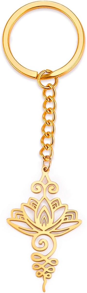 Kkjoy Lotus Charms Sleutelhanger Roestvrij Staal Lotus Bloem Yoga Symbool Boeddhisme Unalome Sleutelhanger Portemonnee Tas Accessoires Geschenken voor Vrouwen Meisjes
