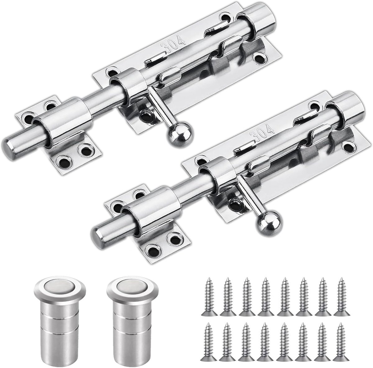 Schuifgrendel voor poort, deurgrendel 160 mm, slot met gat voor hangslot en stofdichte container, van roestvrij staal 304, veiligheidsslot voor deur