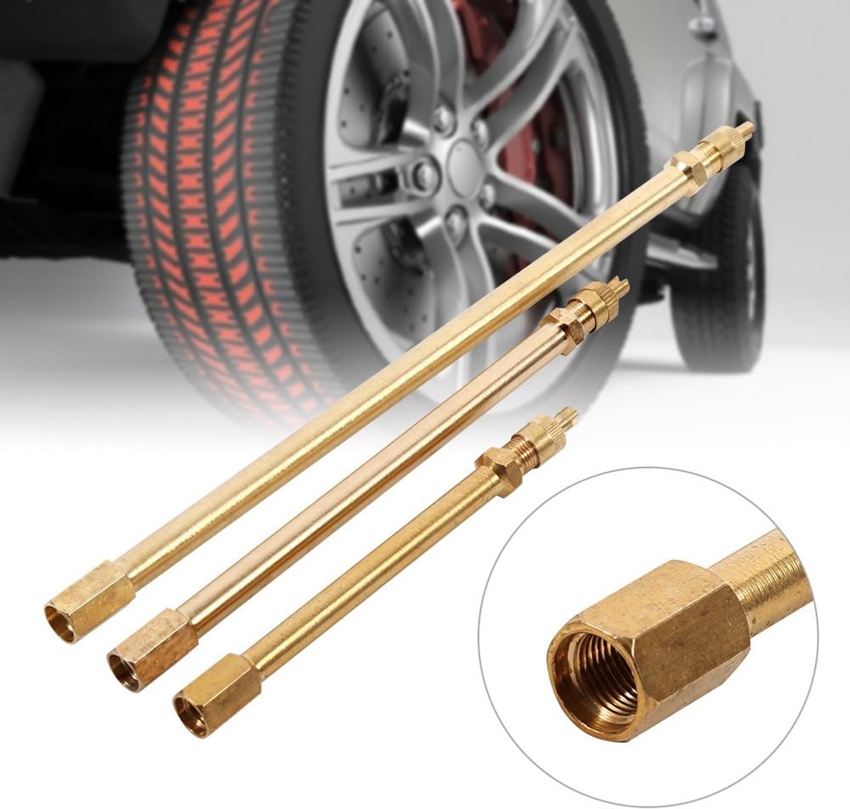 140 mm Messing Auto Tire Valve Extension Adapter Luchtband Stem Extender Inflatie Stright Bore voor Motorfiets, Fiets, Maaier en Scooter 140mm Standaard Ventiel gereedschap