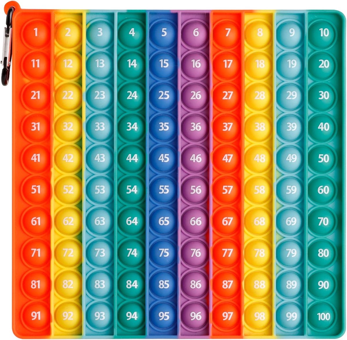 Poppit 1-100 Push Bubble Fidget It Toys Pop On It 20 x 20 cm, Stressvermindering, Sensorisch en Educatief Speelgoed voor Kinderen