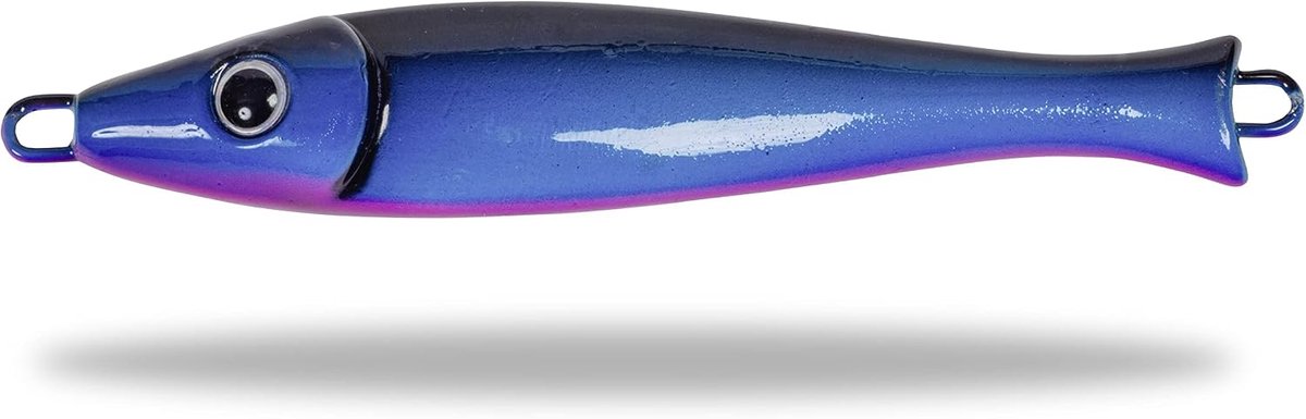 Premium Big Head Pilker visaas voor zeevissen, kunstaas voor grote dieptes in Noorwegen, klassieke vorm, scherpe en stabiele borrelhaken, zwart/blauw/paars, 150 g