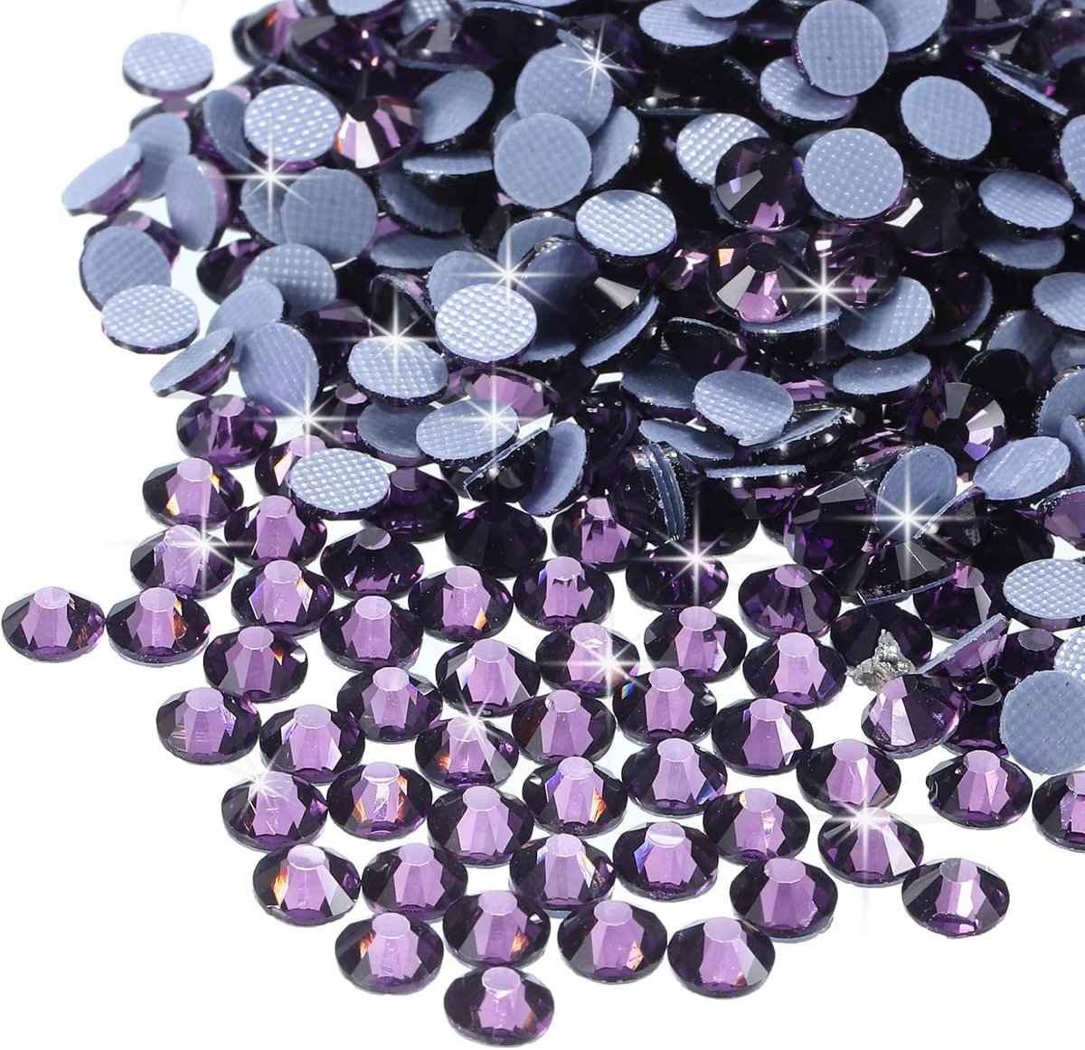 288 stuks strass-steentjes hotfix van kristalglas voor handwerk, kleding, decoratie, doe-het-zelf (SS34, 7,3 mm, lichtpaars)