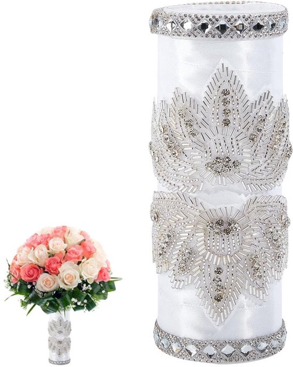 Boekethouder 180 mm - Satijnen Boekethouder - Bruidsboeket Handvat - Doe-het-zelf Bloemstukken - Decoratie Bruiloft - Kunstbloemen Benodigdheden - Boeketsteun