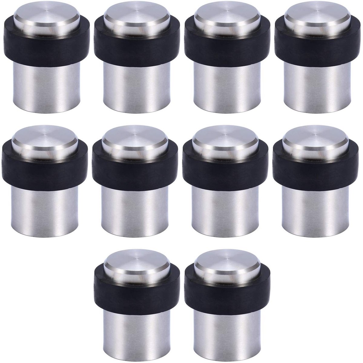 SolidKeus - Set van 10 Vloerdeurstoppers met Rubber, RVS
