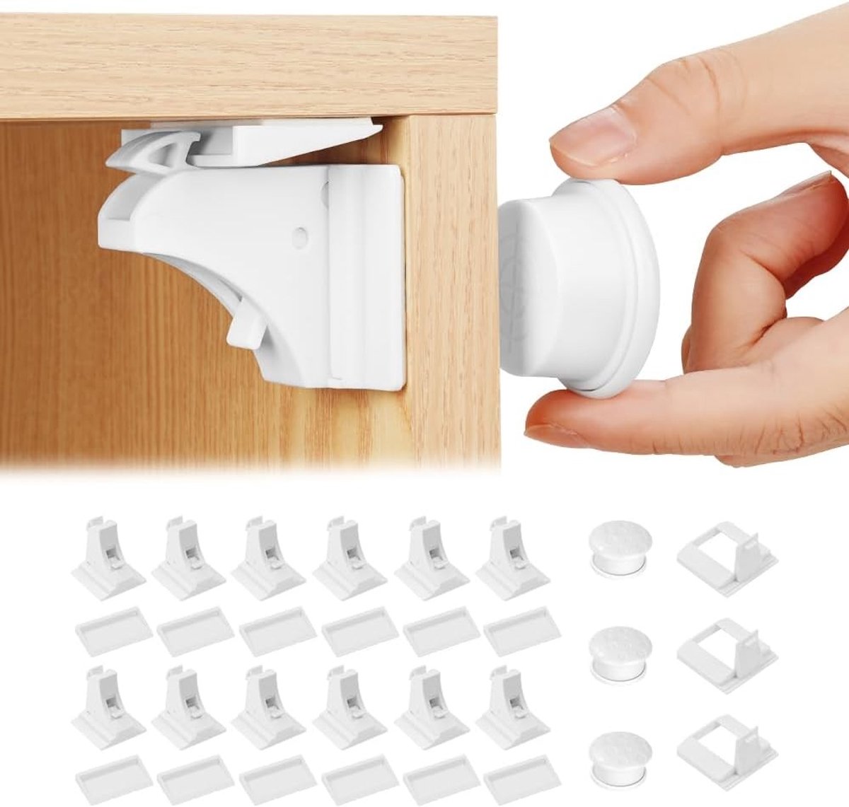 Magnetische Kastsloten voor Kindveiligheid, 12 Sloten + 3 Sleutels, Onzichtbare Beveiliging voor Keukenkastjes en Lades, Geen Schroeven of Boren Nodig