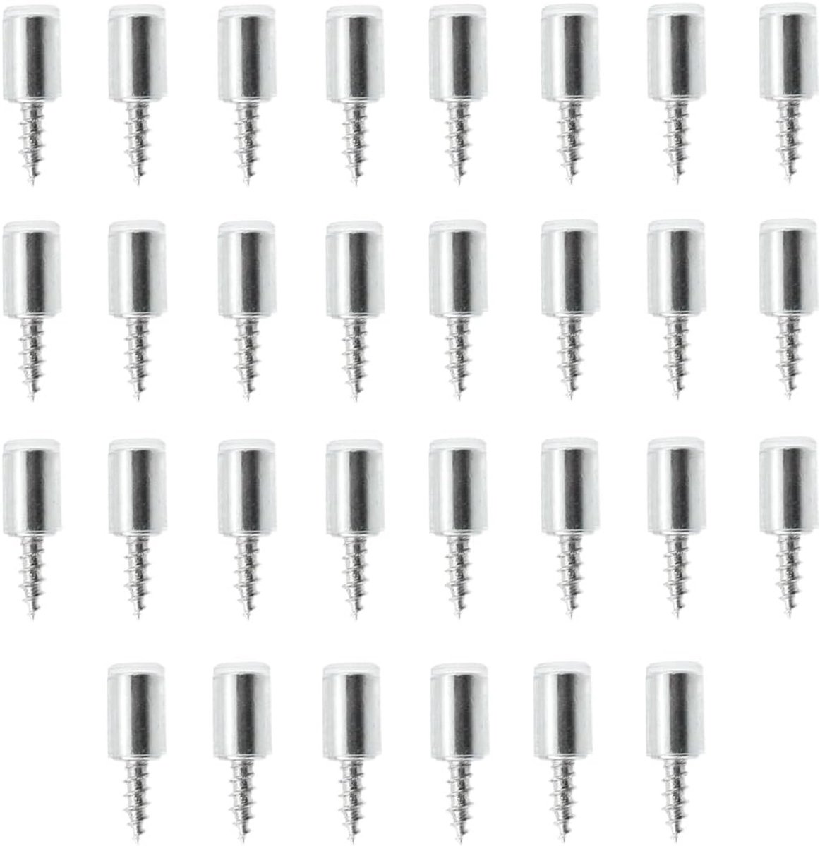 Set van 30 Zelfborende Planksteunen met Transparante Beschermkappen, Schroefbare Plankbeugels voor Kasten, Planken en Kledingkasten - Ideaal voor Thuisgebruik en DIY-projecten