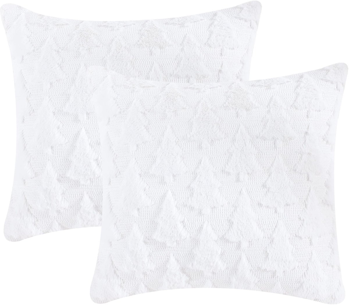 Omgoods - Set van 2 Kerst Kussenhoezen met Witte Boomprint
