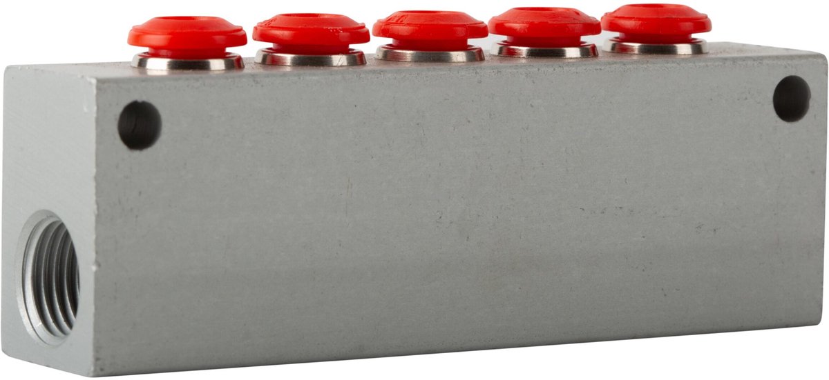 Air Distribution Block 1/4" with 6 mm Push-In Connections